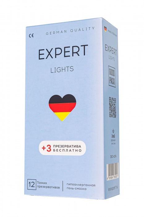 Ультратонкие презервативы EXPERT Lights - 12 шт.(+3 в подарок) - Expert - купить с доставкой в Красноярске