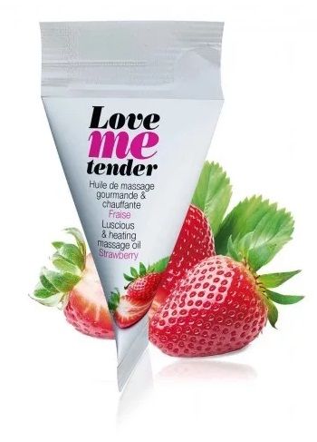 Съедобное согревающее массажное масло Love Me Tender Strawberry с ароматом клубники - 10 мл. - Love to Love - купить с доставкой в Красноярске