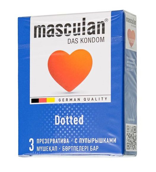 Презервативы с пупырышками Masculan Dotted - 3 шт. - Masculan - купить с доставкой в Красноярске