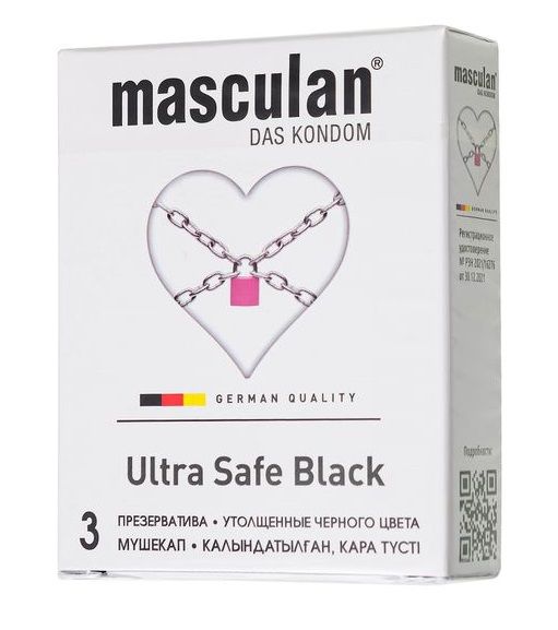 Ультрапрочные презервативы Masculan Ultra Safe Black - 3 шт. - Masculan - купить с доставкой в Красноярске