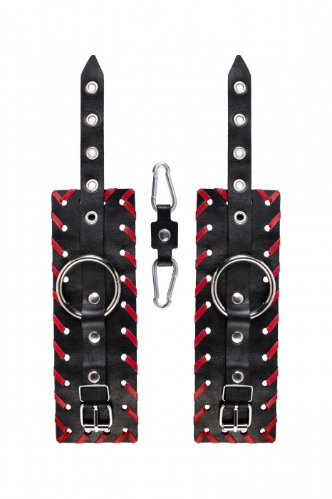 Черно-красные наручники из натуральной кожи - Pecado - купить с доставкой в Красноярске