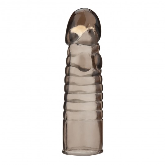 Дымчатая насадка-удлинитель Ribbed Realistic Penis Enhancing Sleeve Extension - 15,2 см. - BlueLine - в Красноярске купить с доставкой