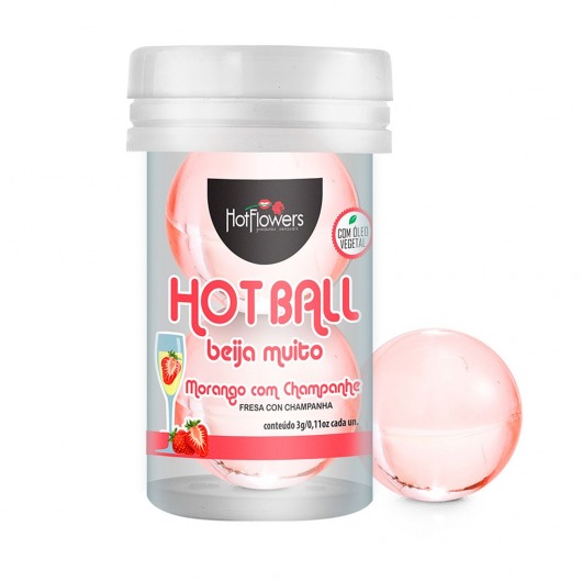 Лубрикант на масляной основе Hot Ball Beija Muito с ароматом клубники и шампанского (2 шарика по 3 гр.) - HotFlowers - купить с доставкой в Красноярске