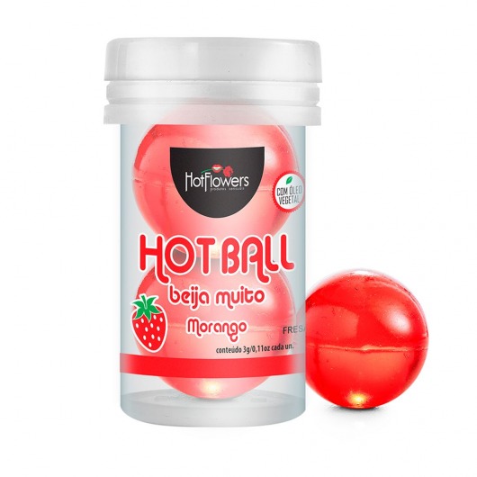 Лубрикант на масляной основе Hot Ball Beija Muito с ароматом клубники (2 шарика по 3 гр.) - HotFlowers - купить с доставкой в Красноярске