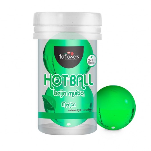 Лубрикант на масляной основе Hot Ball Beija Muito с ароматом мяты (2 шарика по 3 гр.) - HotFlowers - купить с доставкой в Красноярске