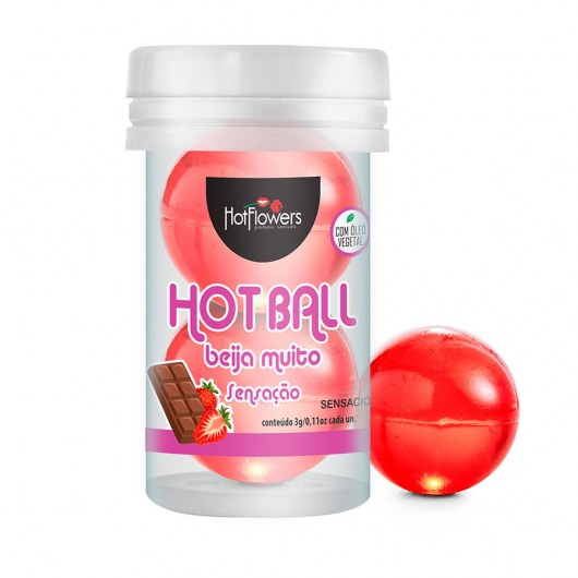 Лубрикант на масляной основе Hot Ball Beija Muito с ароматом шоколада и клубники (2 шарика по 3 гр.) - HotFlowers - купить с доставкой в Красноярске