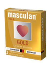 Презервативы Masculan Ultra Gold с золотым напылением и ароматом ванили - 3 шт. - Masculan - купить с доставкой в Красноярске