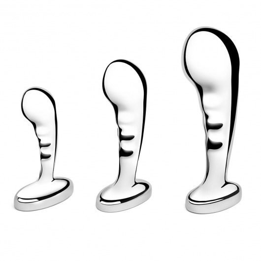 Набор из 3 стальных стимуляторов простаты Stainless Steel P-spot Training Set - b-Vibe - в Красноярске купить с доставкой