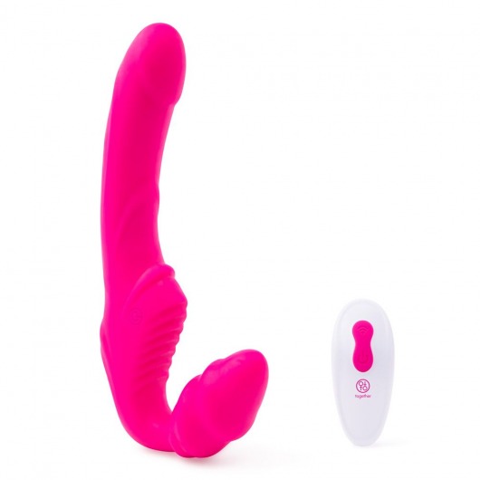 Розовый безремневой страпон на радиоуправлении Strapless Together - 22 см. - Together Toy - купить с доставкой в Красноярске