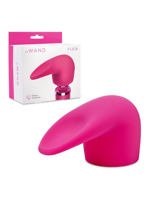 Розовая насадка на wand-вибратор для имитации орального секса Flick - Le Wand