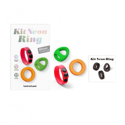 Набор из 3 разноцветных эрекционных колец Kit Neon Ring - Love to Love - в Красноярске купить с доставкой