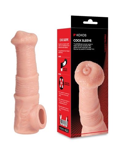 Телесная фантазийная насадка на член Cock Sleeve Size M - KOKOS - в Красноярске купить с доставкой