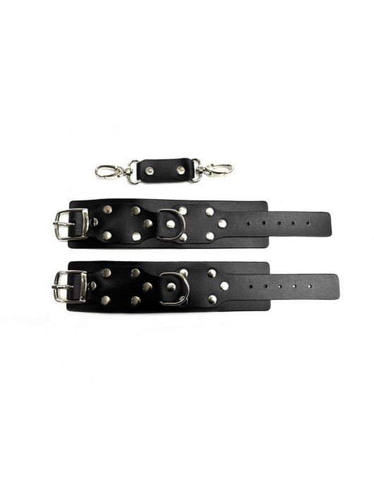 Черные кожаные наручники Sex Game - БДСМ Арсенал - купить с доставкой в Красноярске