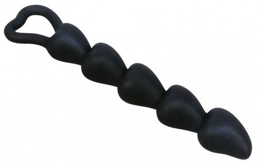 Чёрная анальная цепочка с звеньями-сердечками Black Velvet - 18,5 см. - Orion