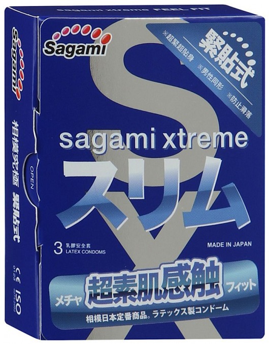 Розовые презервативы Sagami Xtreme FEEL FIT 3D - 3 шт. - Sagami - купить с доставкой в Красноярске