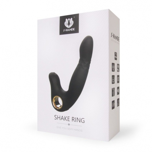 Черный вибромассажер Shake Ring - 16,8 см. - S-HANDE