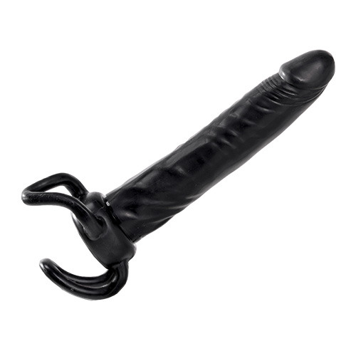 Чёрная насадка-фаллос для двойного проникновения INFLATABLE DILDO SLIM DONG  - 13,5 см. - Toyz4lovers - в Красноярске купить с доставкой
