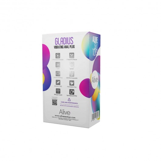 Синяя анальная пробка с вибропулей Gladius - 11 см. - Adrien Lastic