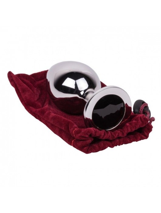 Большой стальной плаг с черным кристаллом Black Rave - 9,5 см. - Erotic Fantasy - купить с доставкой в Красноярске