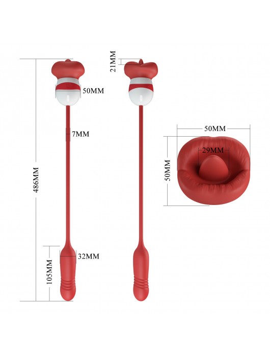 Красное продолговатое виброяицо Ashlynn с клиторальным стимулятором - Baile