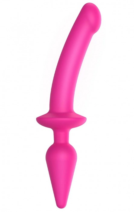 Ярко-розовый двусторонний фаллоимитатор Switch Plug-In Semi-Realistic Size L - Strap-on-me купить с доставкой в интернет-магазине Orgasmix в Красноярске Ярко-розовый двусторонний фаллоимитатор Switch Plug-In Semi-Realistic Size L - Strap-on-me
