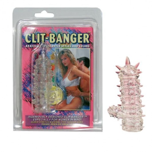 Прозрачная насадка с шипами и клиторальной шишечкой CLIT-BANGER SLEEVE IN CLEAR - Tonga - в Красноярске купить с доставкой