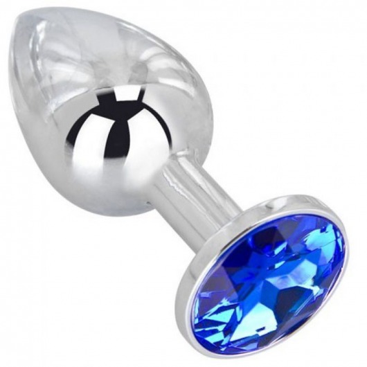 Анальное украшение BUTT PLUG  Small с синим кристаллом - 7 см. - Anal Jewelry Plug - купить с доставкой в Красноярске