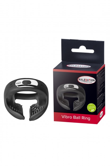 Черное эрекционное виброкольцо для пениса и мошонки Vibro Ball Ring - MALESATION - в Красноярске купить с доставкой