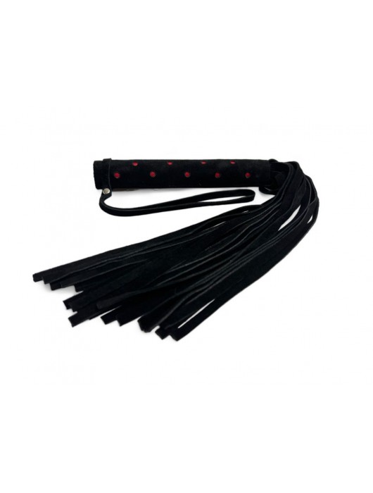 Черная замшевая плеть с красными точками на рукояти Red dot Princess - 43 см. - БДСМ Арсенал - купить с доставкой в Красноярске