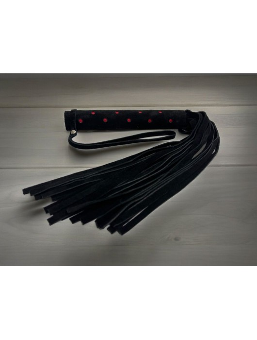 Черная замшевая плеть с красными точками на рукояти Red dot Princess - 43 см. - БДСМ Арсенал - купить с доставкой в Красноярске