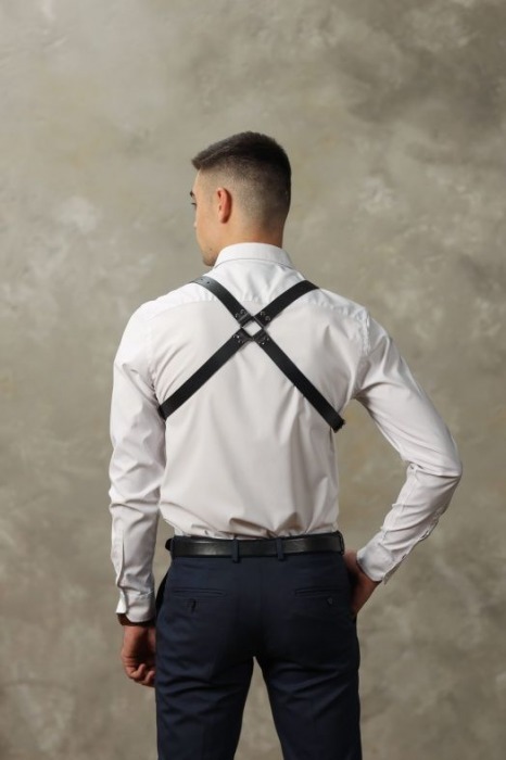 Черная мужская кожаная портупея №4 - БДСМ Арсенал - купить с доставкой в Красноярске