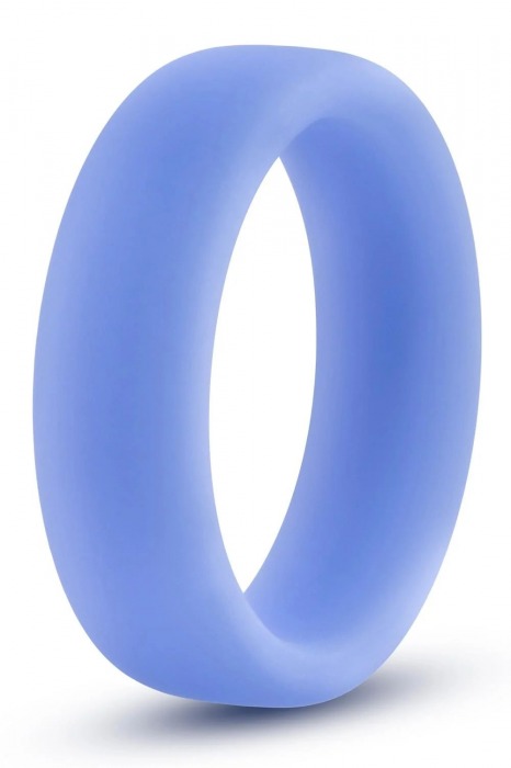 Голубое люминесцентное кольцо Silicone Glo Cock Ring - Blush Novelties - в Красноярске купить с доставкой