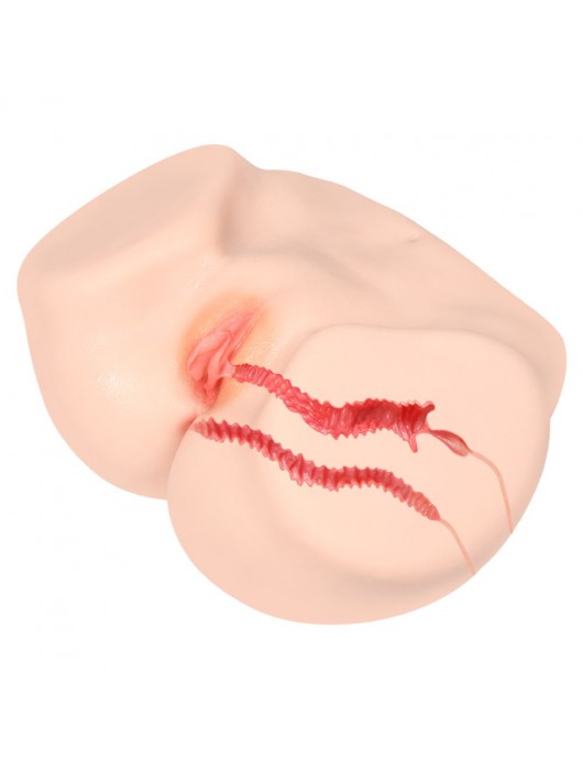 Телесный полуторс с двойным слоем материала и вибрацией Vanilla Onahole Real Vagina - KOKOS - в Красноярске купить с доставкой