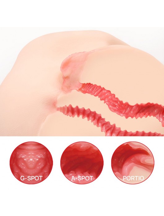 Телесный полуторс с двойным слоем материала и вибрацией Vanilla Onahole Real Vagina - KOKOS - в Красноярске купить с доставкой