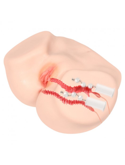 Телесный полуторс с двойным слоем материала и вибрацией Vanilla Onahole Real Vagina - KOKOS - в Красноярске купить с доставкой