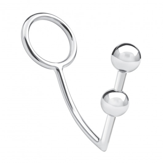 Кольцо на пенис с анальным стимулятором Two Bead Stainless Steel Anal Hook   Cock Ring - BlueLine - в Красноярске купить с доставкой