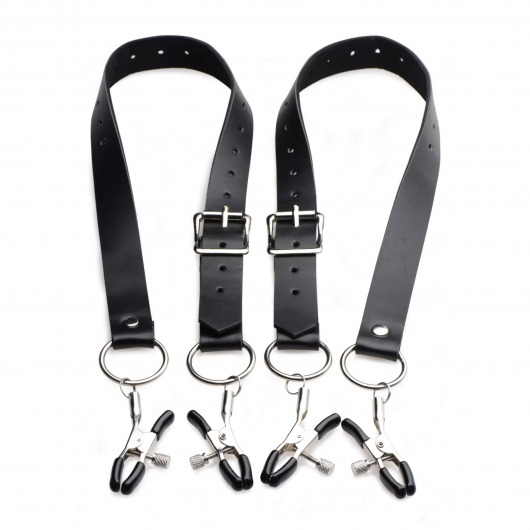 Ремни с зажимами для половых губ Spread Labia Spreader Straps with Clamps - XR Brands - купить с доставкой в Красноярске
