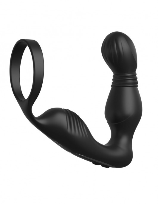 Черный вибростимулятор простаты с эрекционным кольцом Ass-Gasm Pro P-Spot Milker - Pipedream - в Красноярске купить с доставкой