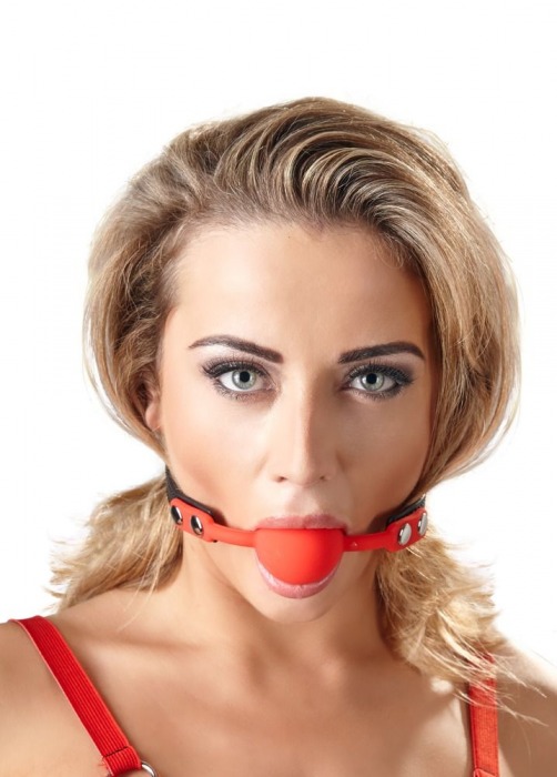 Силиконовый кляп-шар на чёрных ремешках Red Gag silicone - Orion - купить с доставкой в Красноярске