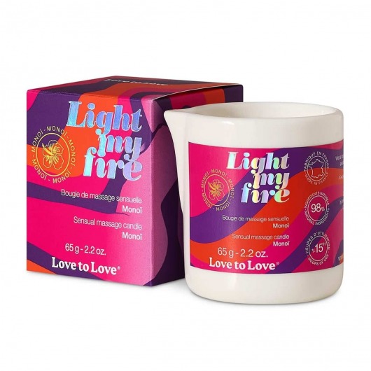 Массажная свеча Light My Fire с ароматом моной - 80 мл. - Love to Love - купить с доставкой в Красноярске