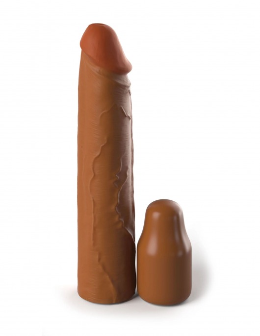 Коричневая насадка на член 2  Silicone X-tension - 20,3 см. - Pipedream - в Красноярске купить с доставкой