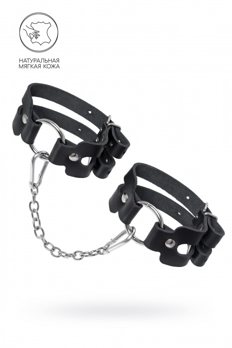 Черные кожаные оковы из двух ремешков - Pecado - купить с доставкой в Красноярске