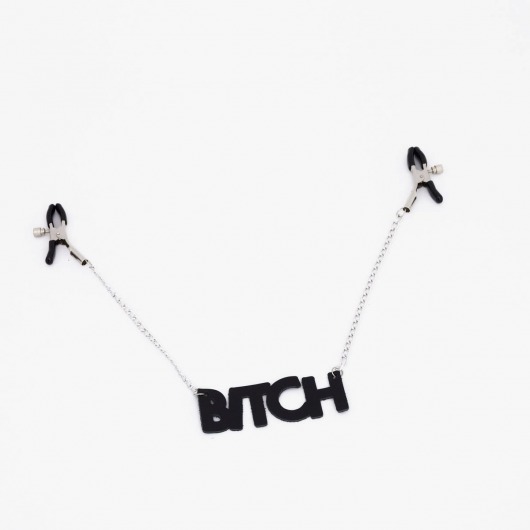 Зажимы на соски с кожаной подвеской Bitch - Crazy Handmade - купить с доставкой в Красноярске