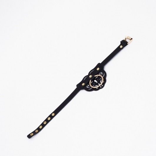 Черный чокер с клепками и золотистой фурнитурой - Crazy Handmade - купить с доставкой в Красноярске