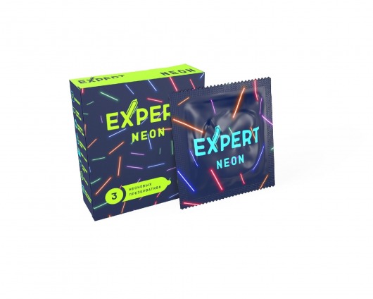 Светящиеся в темноте презервативы Expert Neon - 3 шт. - Expert - купить с доставкой в Красноярске
