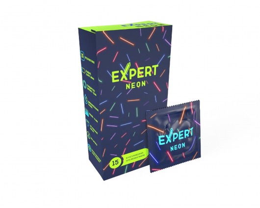 Светящиеся в темноте презервативы Expert Neon - 15 шт. - Expert - купить с доставкой в Красноярске