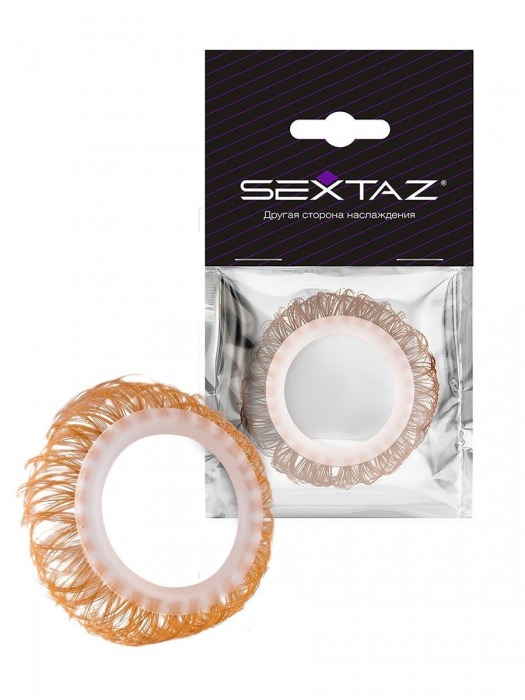 Эрекционное кольцо с бежевыми «ресничками» - Sextaz - в Красноярске купить с доставкой