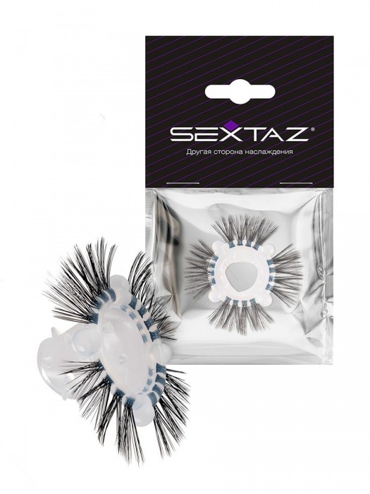 Эластичное эрекционное кольцо с черными «ресничками» - Sextaz - в Красноярске купить с доставкой