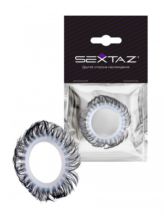Эластичное эрекционное колечко с черными «ресничками» - Sextaz - в Красноярске купить с доставкой
