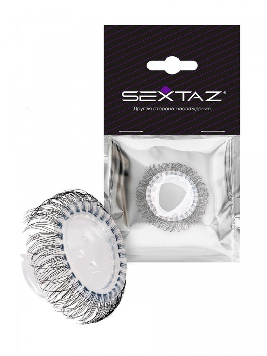 Эластичное эрекционное кольцо с длинными черными «ресничками» - Sextaz - в Красноярске купить с доставкой